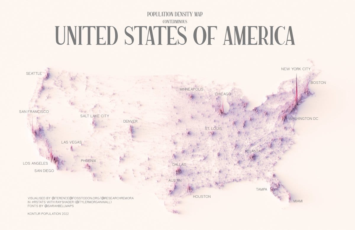United States And New York City Population Density Map